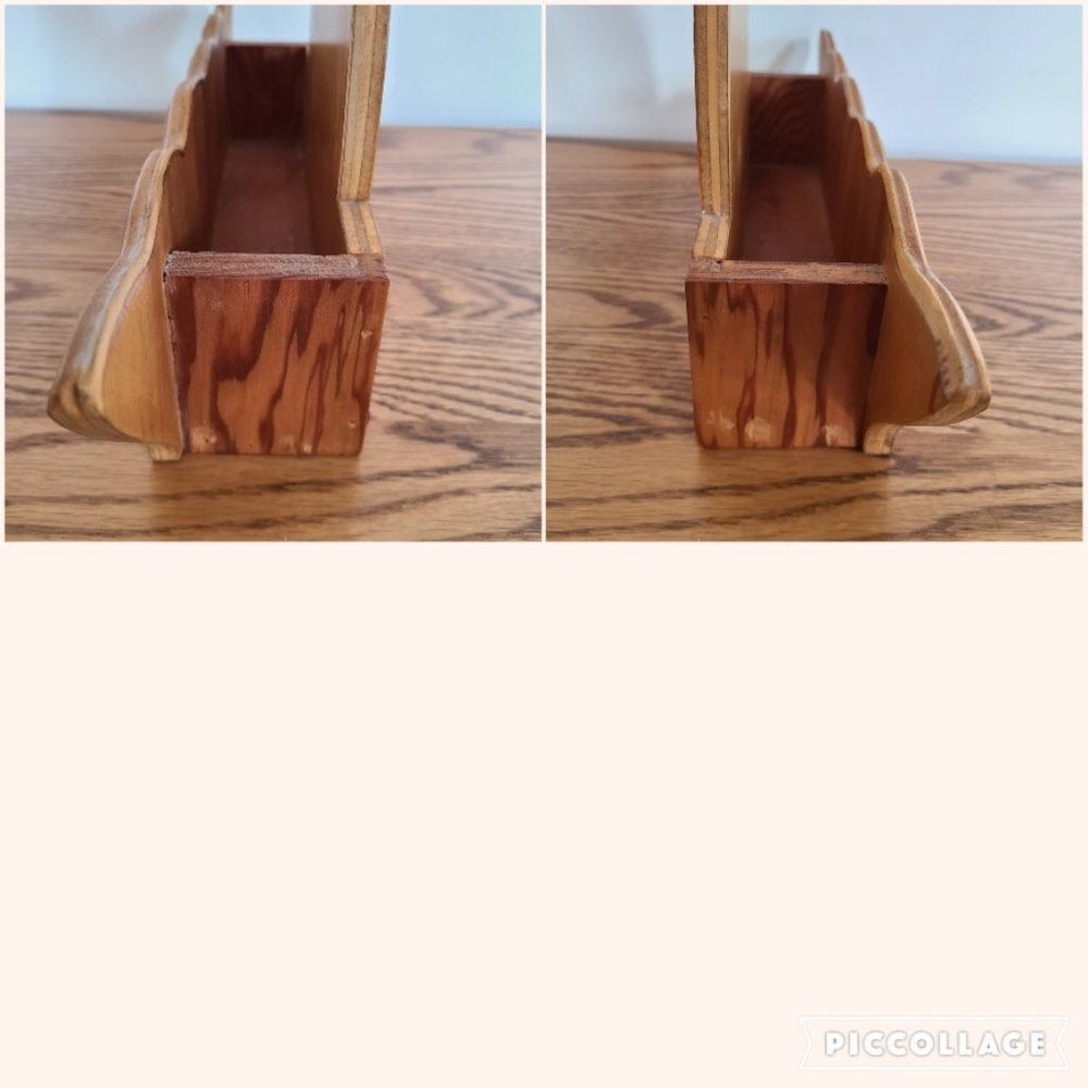 Vintage Pitcher and Bowl Shaped Wall Pocket Decorative Wood Hanging Floral Decor - Picture 16 of 16